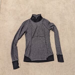 Lululemon Runderful Half Zip Long Sleeve Black Herringbone